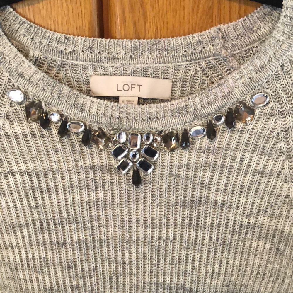 Loft jewel neckline spring sweater, medium - Picture 2 of 5